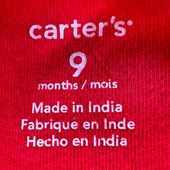 Carter’s Girls Red  Long Sleeve Uncle Bodysuit Onesie 9 Months - Picture 4 of 4